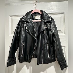Black Faux Leather Biker Jacket